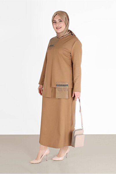 Alvina 2019 Σετ διπλής φούστας με τσέπες και πέτρα