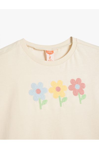 Koton Floral Printed Short Sleeve Crew Neck Cotton T-Shirt