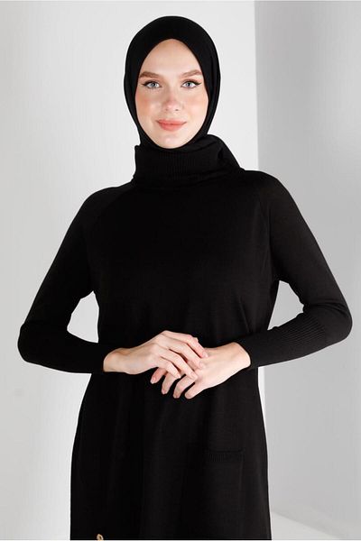 Alvina Turtleneck Knitwear Tunic - Buttoned, Model 43113