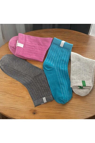 HAYEL 4 чифта раирани цветни чорапи с шарка до средата на яка