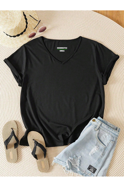 Cosmo Style Tricou „Plain Unprinted” cu decolteu în V, Moto Based Spirit Casu...