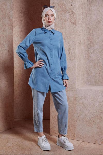 Alvina 44581 Model Shirt Collar Hijab Tunic