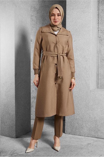 Alvina 10928 Model Belted Trench Coat