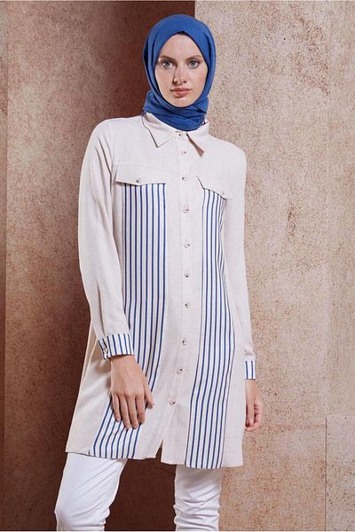 Alvina Linen Tunic 44541 - Striped and Effect