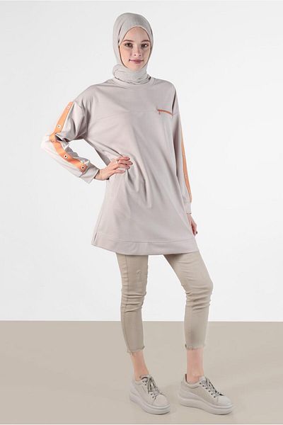 Alvina Eyelet Detailed Pocketed Tracksuit Tunic - 42854