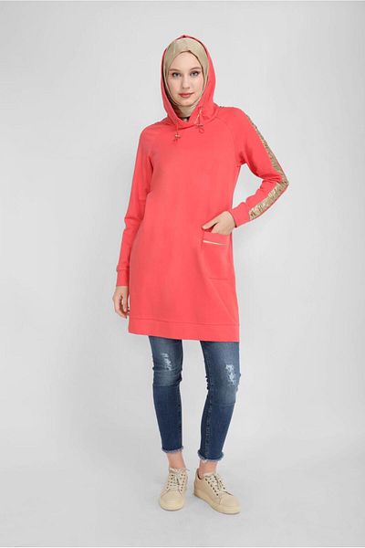Alvina Yaldiz Printed Hood Lace-Up Tunic 41692