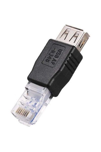 Generic موصل محول USB 2.0 أنثى إلى إيثرنت RJ45 ذكر