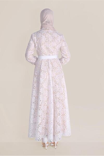 Alvina Collar Bead Embroidered Lace Dress 40630