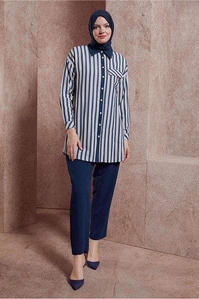 Alvina STRIPED LINEN TEXTURED TUNIC 44540