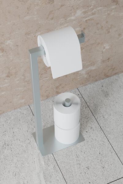 EVODORA حامل مناديل تواليت معدني مع حجرة احتياطية لون فضي