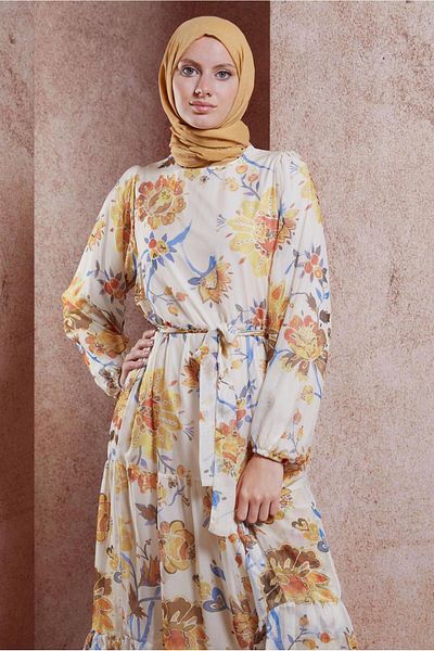 Alvina 44605 Model Rochie din sifon cu imprimeu floral