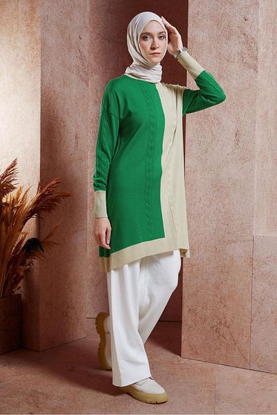 Alvina Two Color Knitwear Tunic 44901