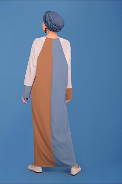 Alvina ÜÇ RENK YUVARLAK YAKA ELBİSE 41771