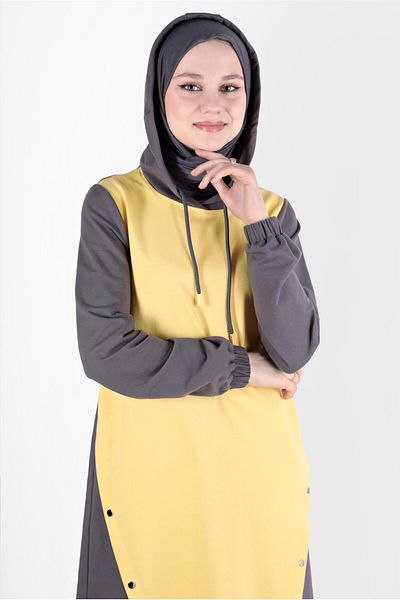 Alvina Hooded and Snap Detailed Tracksuit Tunic - 42346