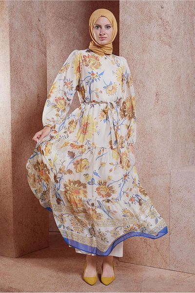 Alvina 44605 Model Rochie din sifon cu imprimeu floral