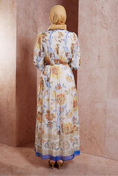 Alvina 44605 Model Flower Patterned Chiffon Dress