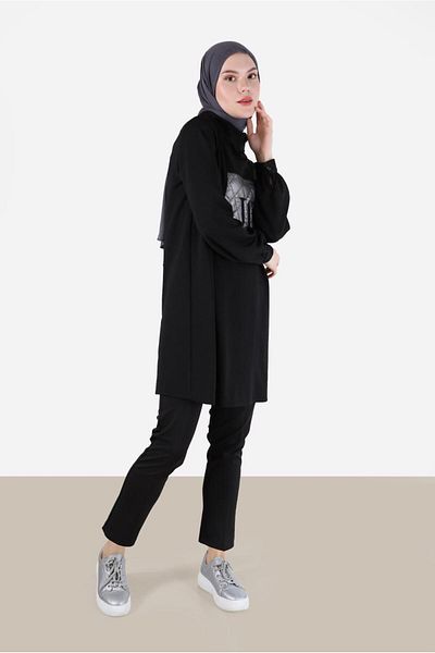 Alvina QUILTED PATTERNED DETAILED DEGAJE COLLAR TUNIC 42289