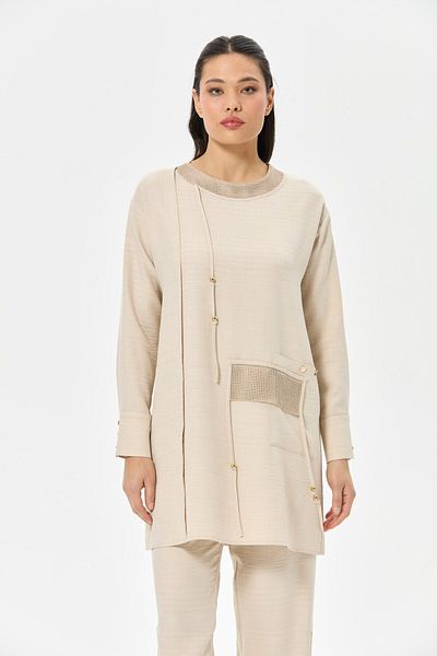 Esswaap Beige Tassel Trousers Suit