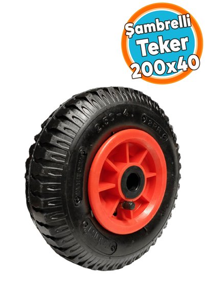 NZB Yük Taşıma Arabası Tekeri El Arabası Burçlu Şişme Şambelli İç Lastikli Teker 200x40 mm Plastik Jant