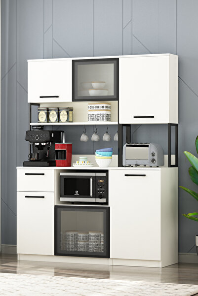 Eymense Leny 2+1 Modüllü 3 Kapaklı Çok Amaçlı Kahve Köşesi Dolabı Aytaşı