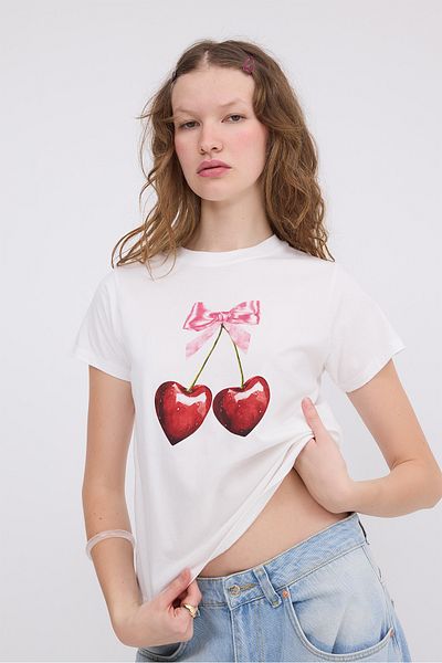 Addax Cherry Printed T-Shirt P10424