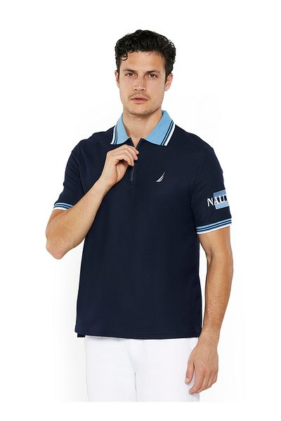 Nautica Men's Cotton Blend Navy Polo T-Shirt – Classic Essential for Casual Look