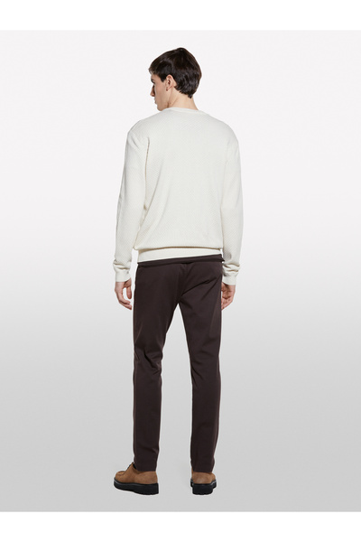 Sisley Men's Dark Brown Cotton Blend Slim Fit Chino Pants