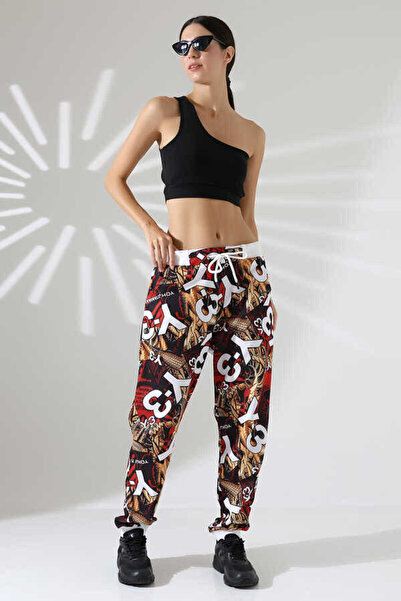MOSRANİC Unisex Φούτερ με μοτίβο μεικτών γραμμάτων Oversize Street Style Ms 1314