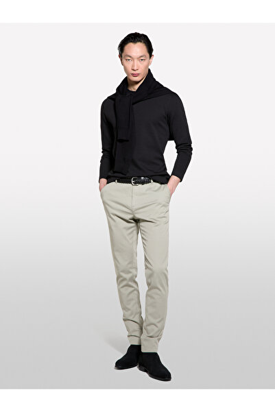 Sisley Erkek Taş Rengi Pamuk Karışımlı Dar Kesim Chino Pantolon