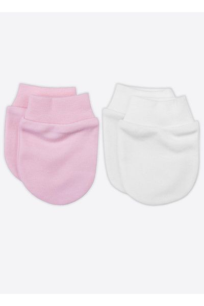 kitikate Organic Basic 2-Piece White Pink Gloves