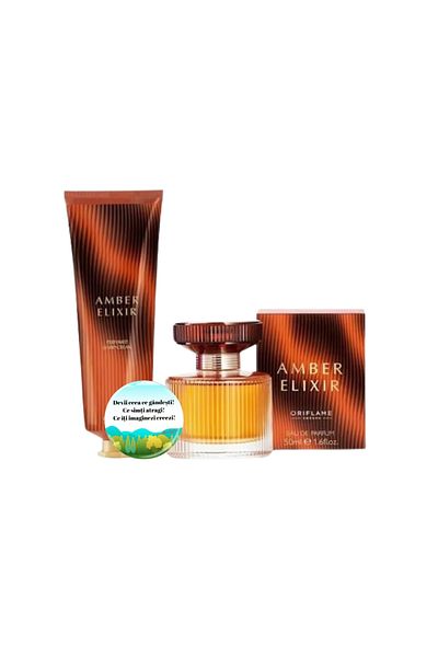 Oriflame Complete set for Ea Amber Elixir (eau de parfum, hand cream), Dactylion badge