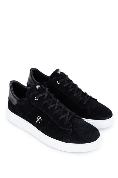 Tamer Tanca Men's Genuine Leather Black Suede Sneakers & Sports Shoes