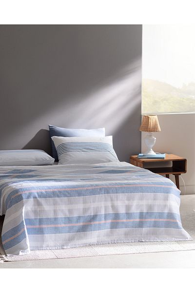 Madame Coco Henri Double Cotton Ecocell Printed Pique Set - Blue