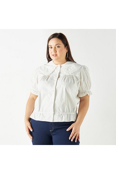 FAV Collared Top with Puff Sleeves