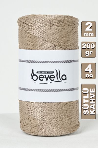 Bevella Macrame Cord 2 mm - 200 gr Πολυεστέρας Milk Coffee Macrame, Polyester Floss, Supla και νήματα τσάντας