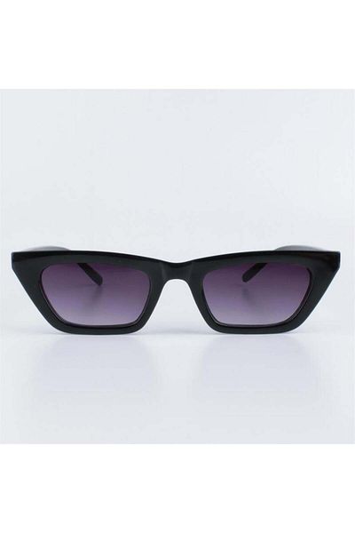 Köstebek Black Horizontal Framed Cateye Sunglasses with Gradient Lenses
