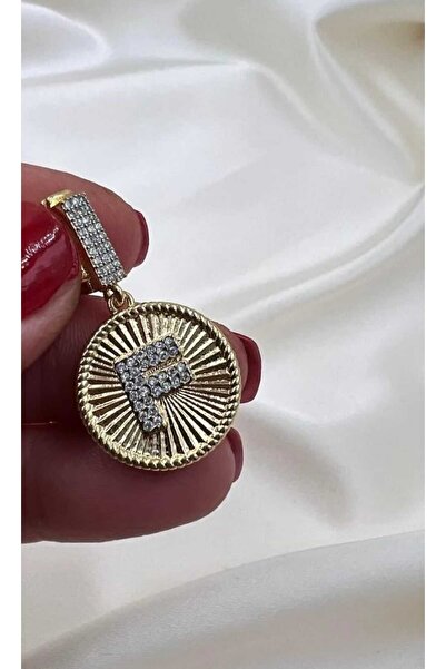 H&S AKSESUAR Altın Kaplama F Harf Kolye Ucu ve Ajda Bilezik Harf Charm