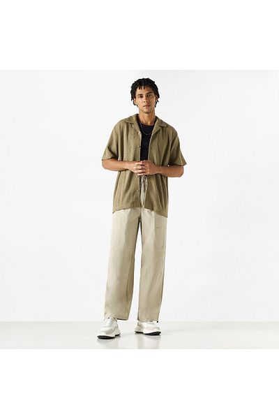 FAV Textured Camp Collar Shirt with Short Sleeves
