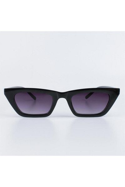 Köstebek Black Horizontal Framed Cateye Sunglasses with Gradient Lenses