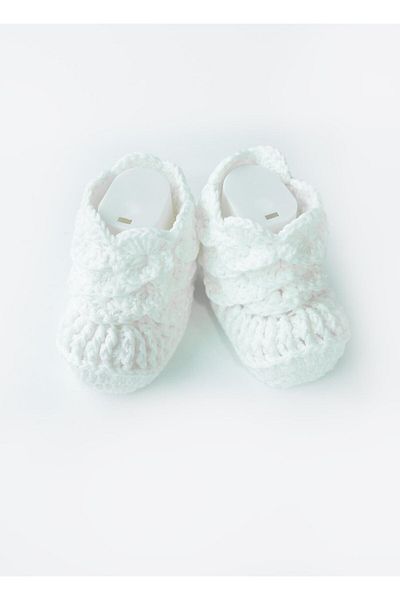 kitikate Girl Booties Ecru Hand Knitted
