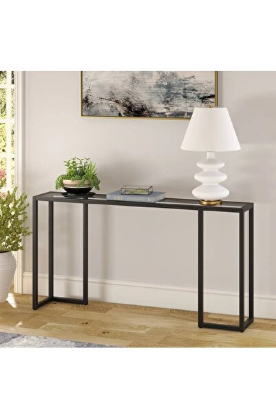 KORKMAZLAR EV DEKORASYON Modern Siyah Metal İskeletli Dresuar Konsol