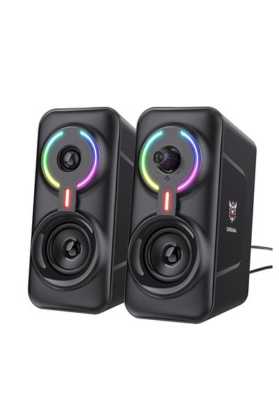 Onikuma Wired/Wireless Bluetooth RGB Light PC Speakers,LED Subwoofer Deep Bass Gaming Speakers