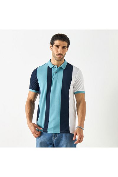 FAV Striped Polo T-shirt with Short Sleeves