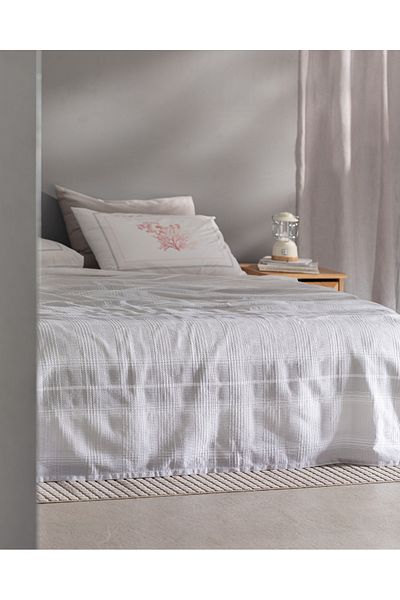 Madame Coco Edgard King Size Cotton Ecocell Printed Pique Set - Gray
