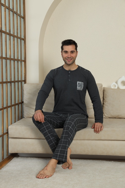 FAMES PİJAMA ΑΝΔΡΙΚΟ ΣΕΤ ΠΙΤΖΑΜΑ ΜΑΚΡΥΜΑΝΙΚΟ ΧΤΕΝΙΣΜΕΝΟ