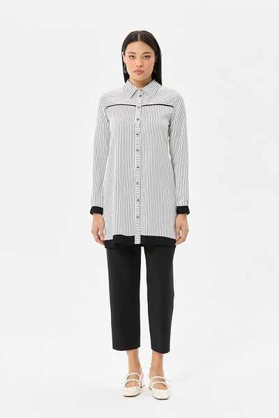 Esswaap Striped Tunic - Black
