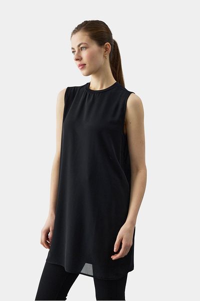 Esswaap Front Chiffon Detailed Athlete Black