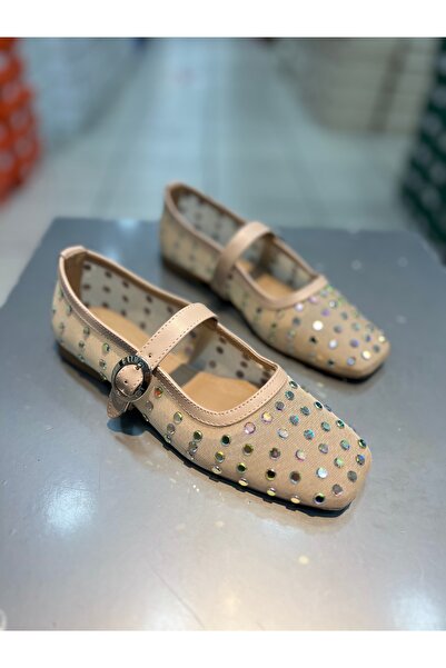 Hacıoğlu Ayakkabı Balerini de damă din tul elegant Vollex cu piatră importată