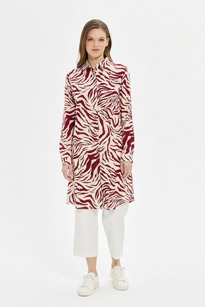Esswaap Zebra Patterned Tunic Claret Red