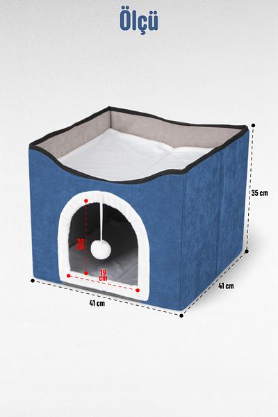 TİNEKE Folding Portable Function Cat House Bed Smoked